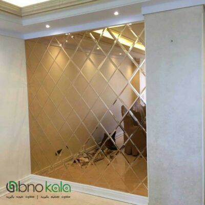 آینه دکوراتیو طرح لوزی شامپاینی کد ad-3