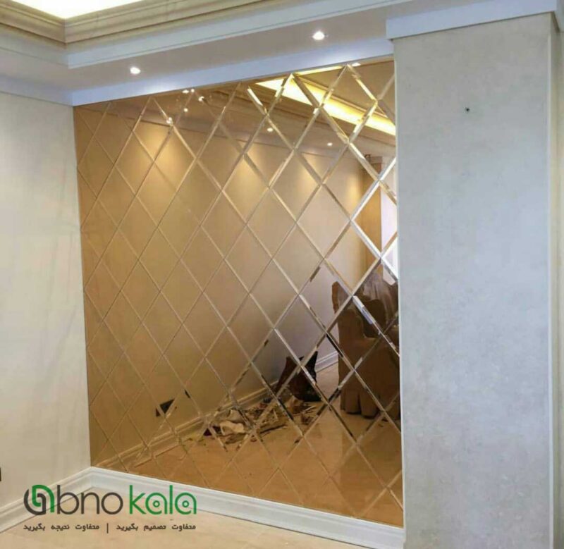 آینه دکوراتیو طرح لوزی شامپاینی کد ad-3