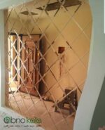 آینه دکوراتیو طرح لوزی شامپاینی کد ad-3