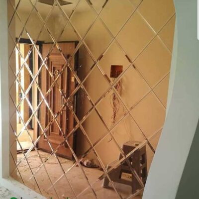 آینه دکوراتیو طرح لوزی شامپاینی کد ad-3